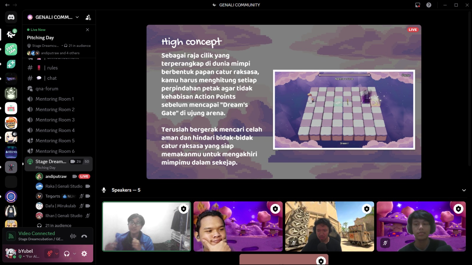 Online pitching session for Pieces of My Dream at Dreamcubation